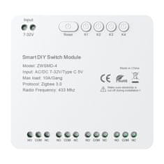 Avatto 4-kanalni ZigBee preklopni modul ZWSMMD-4-32V