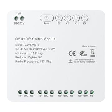 Avatto ZigBee 4-kanalni modul z breznapetostnim DC 32V kontaktom