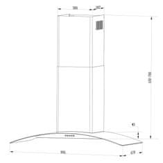 Berdsen 90 cm dimniška napa BT-223 + LED cev BT-223 INOX
