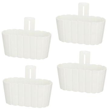 shumee Stenski cvetlični lonec za teraso, rustikalen, bel, 28 cm, 4 kosi