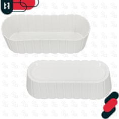 shumee Podolgovat cvetlični lonec za rože in zelišča na balkonu ali terasi, bel, 40 cm, komplet 2 kosov
