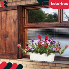 shumee Podolgovat cvetlični lonec za rože in zelišča na balkonu ali terasi, bel, 40 cm, komplet 2 kosov