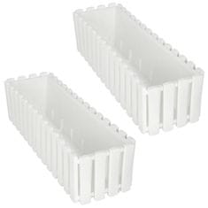 shumee Balkonski cvetlični lonček za ograjo terase rustikalno bel 60 cm 2 kosa