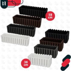 shumee Balkonski cvetlični lonček za ograjo terase rustikalno bel 60 cm 2 kosa