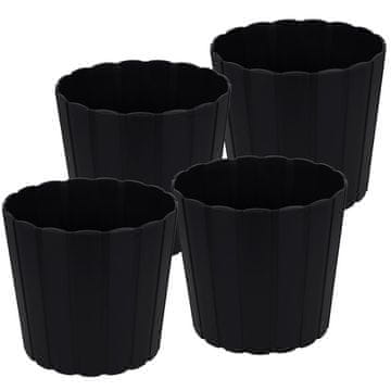 shumee Plastični cvetlični lonček za rože in zelišča na balkonu ali terasi, antraciten, 20 cm, 4 kosi.
