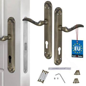 shumee Kljuka za vrata z dolgo ploščo za vložek cilindra, okrašena patina 90