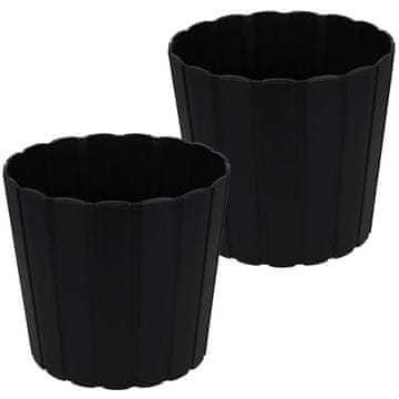 shumee Plastični cvetlični lonček za rože in zelišča na balkonu ali terasi, antracit, 24 cm, 2 kosa.