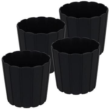 shumee Plastični cvetlični lonček za rože in zelišča na balkonu ali terasi, antraciten, 15 cm, 4 kosi.