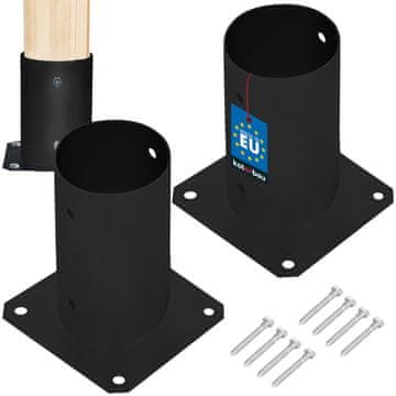 shumee Leseno podnožje za drog, privito v beton, črno jeklo FI 80, 2 kosa