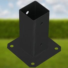 shumee Leseni stebriček, privit v beton, črno jeklo 60x60 mm, 2 kosa