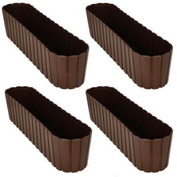 shumee Balkonski cvetlični lonček ovalen za balkon rustikalen rjav 60 cm 4 kosi