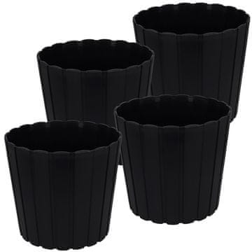 shumee Plastični cvetlični lonček za rože in zelišča na balkonu ali terasi, antracit, 29 cm, 4 kosi.