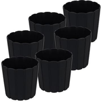 shumee Plastični cvetlični lonček za rože in zelišča na balkonu ali terasi, antraciten, 15 cm, 6 kosov.