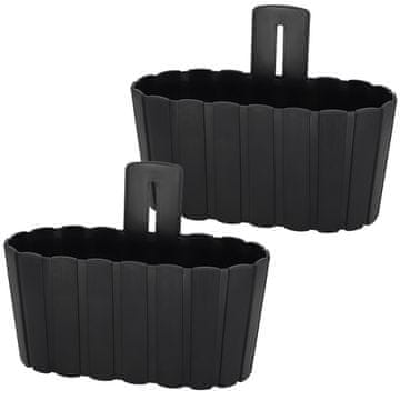 shumee Stenski cvetlični lonec z ročajem, antraciten, 28 cm, komplet 2 kosov