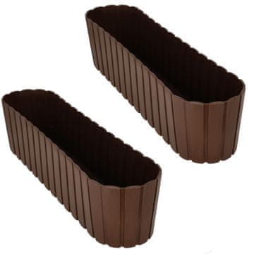 shumee Bakonowa ovalni cvetlični lonček za balkon, teraso, rjav, 60 cm, 2 kosa