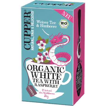 CUPPER bio aromatiziran beli čaj z malino, 4 x 34 g