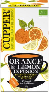 CUPPER bio aromatiziran sadni čaj s pomarančo in limono, 4 x 50 g