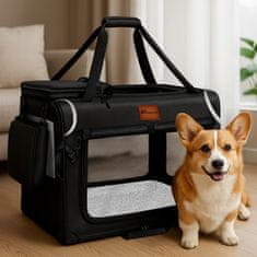 Tresko Prevozna škatla za pse in mačke 61x42x42 cm Črna