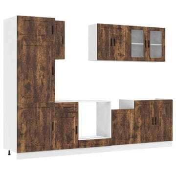 Vidaxl 8 kosov kuhinjska omarica Porto dimljen hrast inženirski les