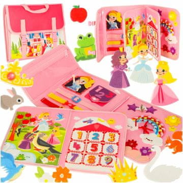 Luniks Senzorična Montessori knjiga v obliki nahrbtnika (roza)