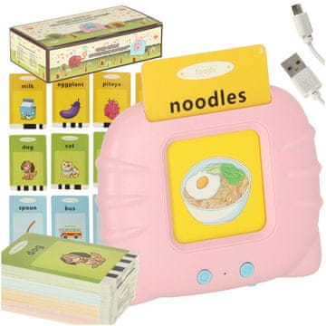 Luniks Izobraževalni bralnik kartic za učenje angleščine – 112 kartic, roza