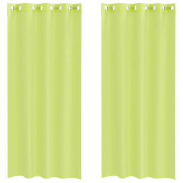 Vidaxl Voile zavese z vponkami 2 kosa jabolčno zelene barve 140x225 cm
