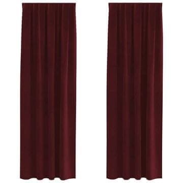 Vidaxl Zatemnitvene zavese 2 pcs Vinorodna rdeča 140 x 245 cm Žamet