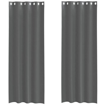 Vidaxl Voile zavese z vponkami 2 kosa temno siva 140x260 cm
