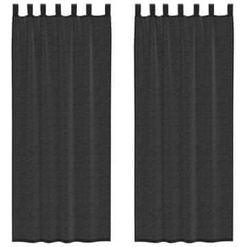 Vidaxl Voile zavese z zavihkom Top 2 kosa črna