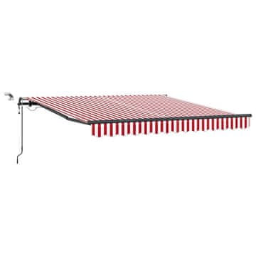 Vidaxl Retraktilna tenda z Rdeča in bela 300 x 250 cm blago
