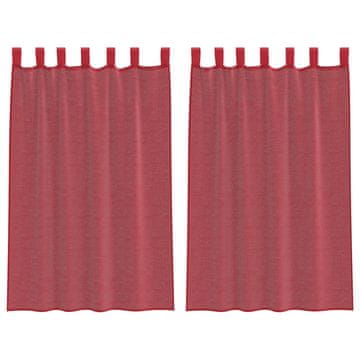 Vidaxl Voile zavese z rod žepi 2 kosa vinsko rdeča