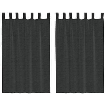 Vidaxl Voile zavese z zavihkom Top 2 kosa črna