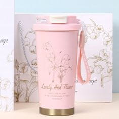 LIVEFY termalna skodelica Lovely Flower 550ml, roza