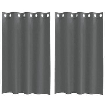 Vidaxl Voile zavese z vponkami 2 kosa temno siva 140x175 cm