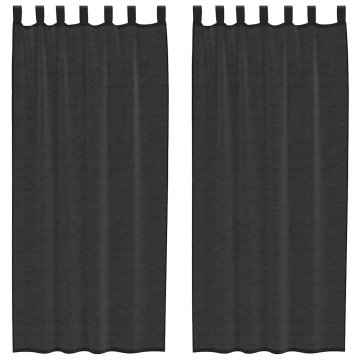 Vidaxl Voile zavese z zavihkom Top 2 kosa črna