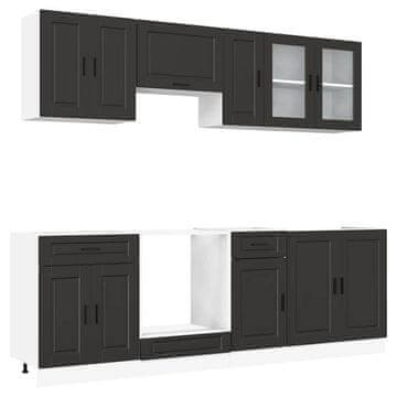 Vidaxl 8 kosov kuhinjska omarica Porto črn inženirski les