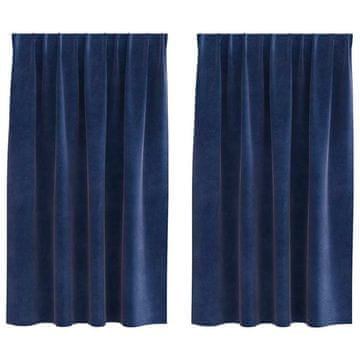 Vidaxl Zatemnitvene zavese 2 szt. Temno modra 140 x 140 cm Žamet