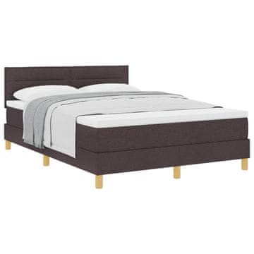 Vidaxl Postelja z vzmetnico z blazino Temno rjava 140 x 190 cm blago