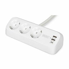 Digitus razdelilec 3x250V 2xUSB TipA TipC 1,5m namizni bel DA-70626