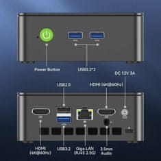 GMKtec računalnik mini PC G3S Intel N95 16GB RAM 512GB SSD črn NucBox
