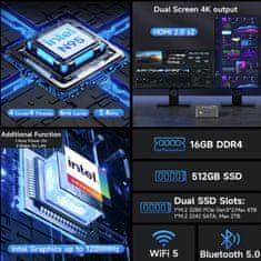 GMKtec računalnik mini PC G3S Intel N95 16GB RAM 512GB SSD črn NucBox