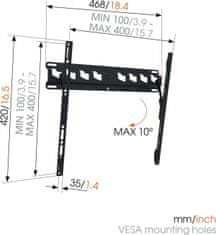 Vogels MA3010, stenski nosilec za zaslone od 32" do 65" z nagibom, max. 40 kg
