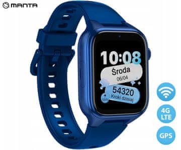 Manta STELIO JUNIOR otroška pametna ura, 4G LTE, SOS gumb, modra (Navy Blue)