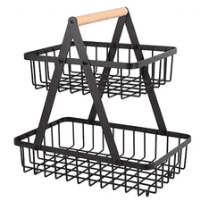Korbi Dvonivojska Kovinska Črna Košara za Sadje/Veg.