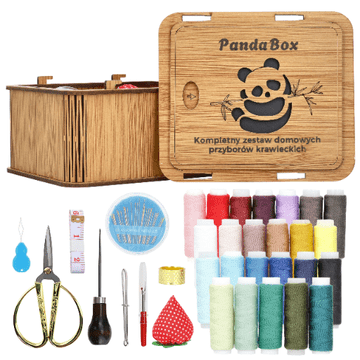 Korbi Set za šivanje z etui motivom pande - 33 delov