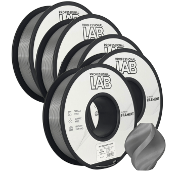 Professional Lab 5x PETG Srebrna Filament 1.75 mm - Professional Lab Vlažnost-Odporni PETG (1kg Kolut)