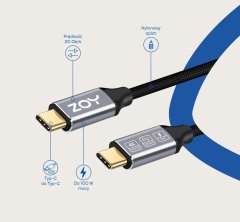 Zoy Kabel USB USB-C - USB-C 1m črno-srebrn (ZCCC1)