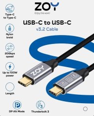 Zoy Kabel USB-C na USB-C 2 m Črno-srebrn (ZCCC2)