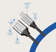 Zoy Kabel USB USB-A - USB-C 2 m Črno-srebrn (ZCAC2)