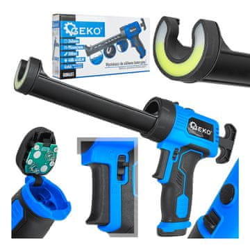 GEKO Avtomatska baterijska LED lepilna pištola za nanašanje silikonov in mas do 300ml